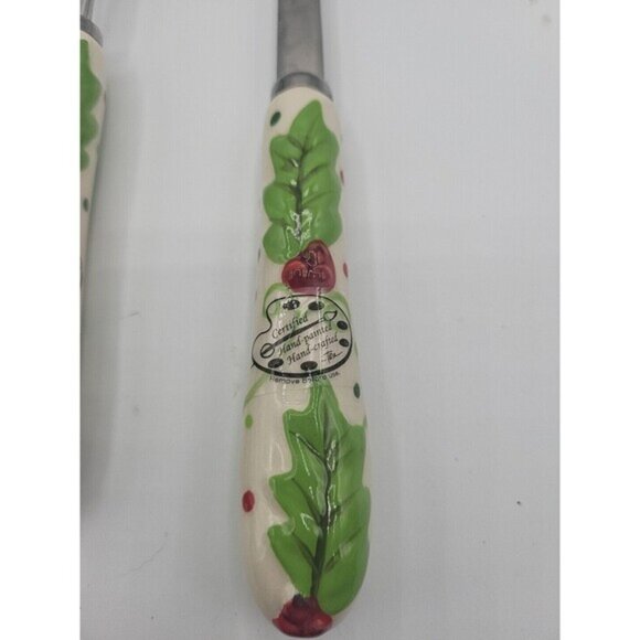 Temptations Tara Winter Whimsy Holly Ceramic Handle Stainless Whisk & Spoon - Picture 3 of 5